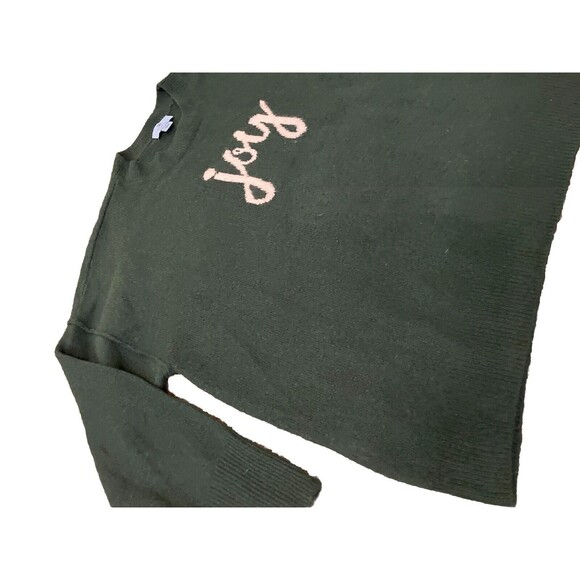 Cece Sweater Pullover Women’s Size Large Dark Green ‘Joy’ Script Cozy Soft - Picture 2 of 8
